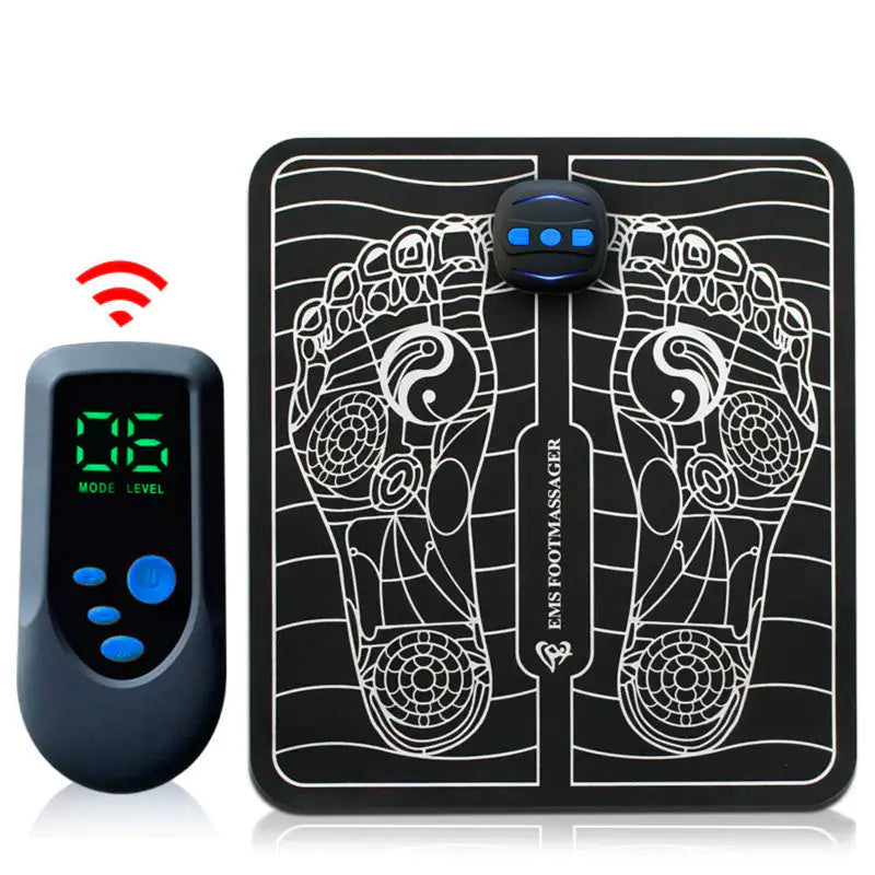 Electric pad muscle stimulator with 6 modes and portable design for workouts and recovery.