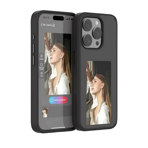 E-Ink phone case, customizable and sleek design for style and protection.