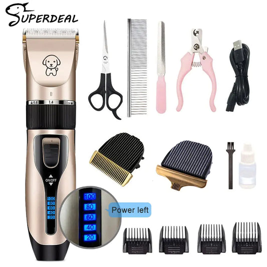 Pets Hair Clippers Trimmer Set with precision blades and a quiet motor for professional grooming.
