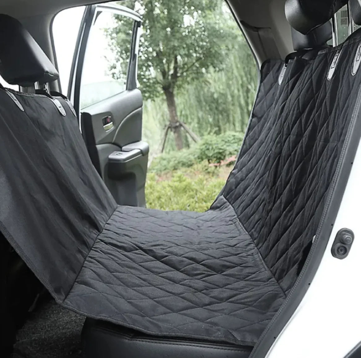 Waterproof pet rear seat cushion by Krystina Trendify with built-in travel toilet