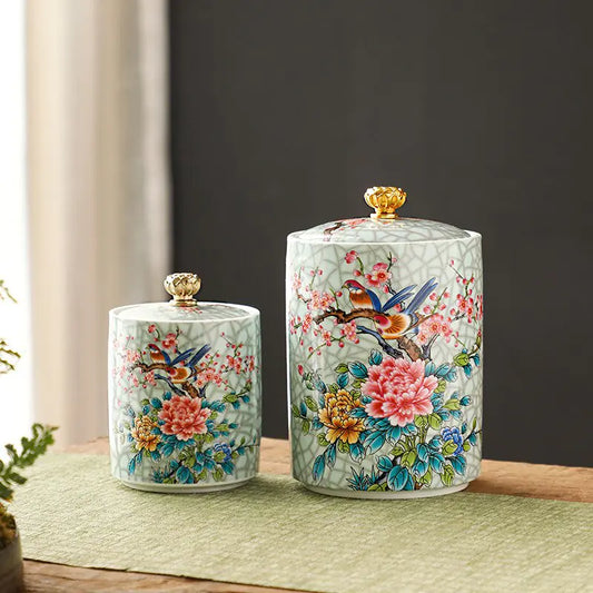 European ceramic storage jar with stylish design and airtight seal