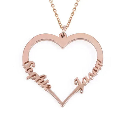 Stainless Steel Personalized Name Heart Necklace – Custom Jewelry for Special Moments