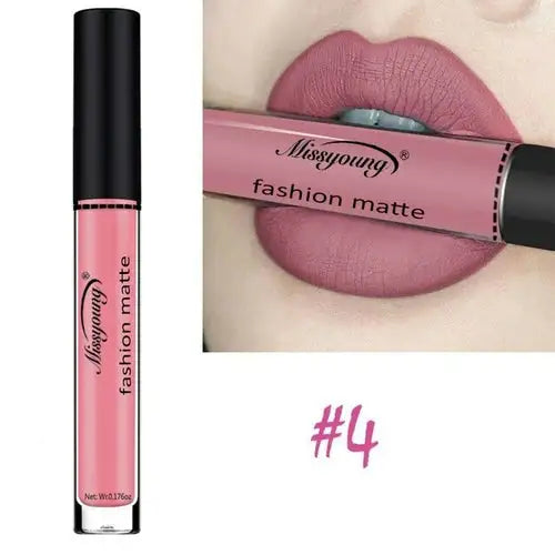 Missyoung Brand Makeup Matte Lipstick with rich pigment and long-lasting wear for a bold look.
