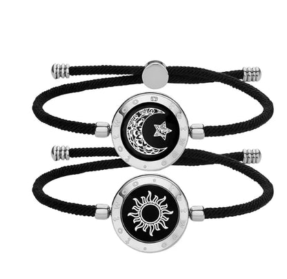 Celestial Bond Smart Couple Bracelet with sun and moon designs