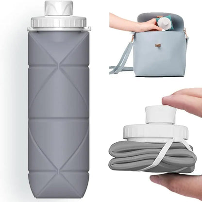 Krystina Trendify foldable silicone water bottle, BPA-free and heat-resistant for convenient hydration.