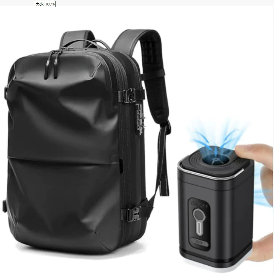 Water-resistant vacuum compression large-capacity backpack by Krystina Trendify