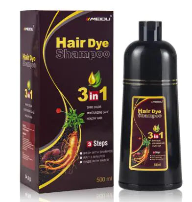 Black Hair Dye Shampoo by MEIDU for vibrant, gray-free hair