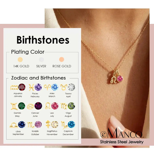 Birthstone Constellation Double Pendant Necklace by MANCO, elegant and cosmic charm