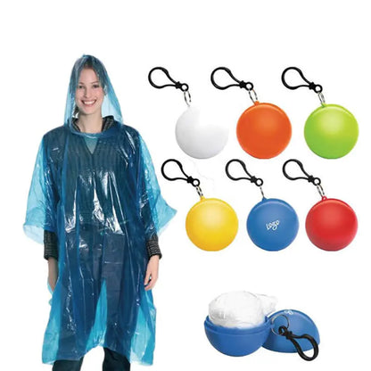 Compact Disposable Poncho with Key Ring for easy rain protection