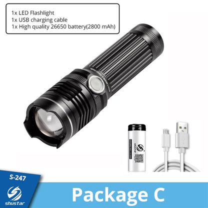 Rechargeable LED Flashlight – Compact & Durable for Outdoors