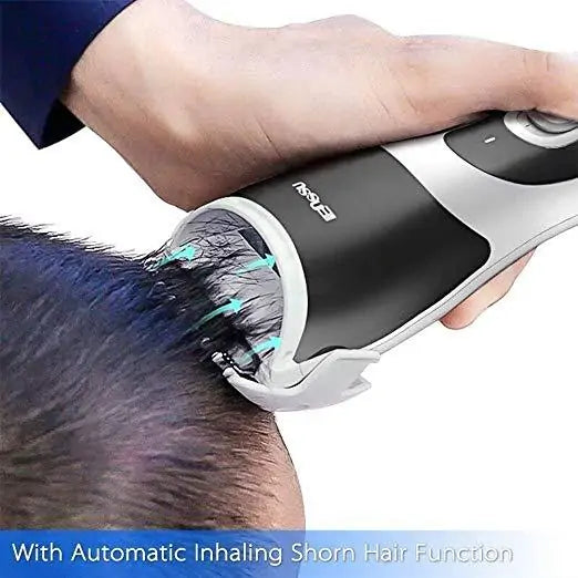 Automatic Inhaling Hair Clipper for kids with precise cuts and mess-free cleanup using integrated vacuum.
