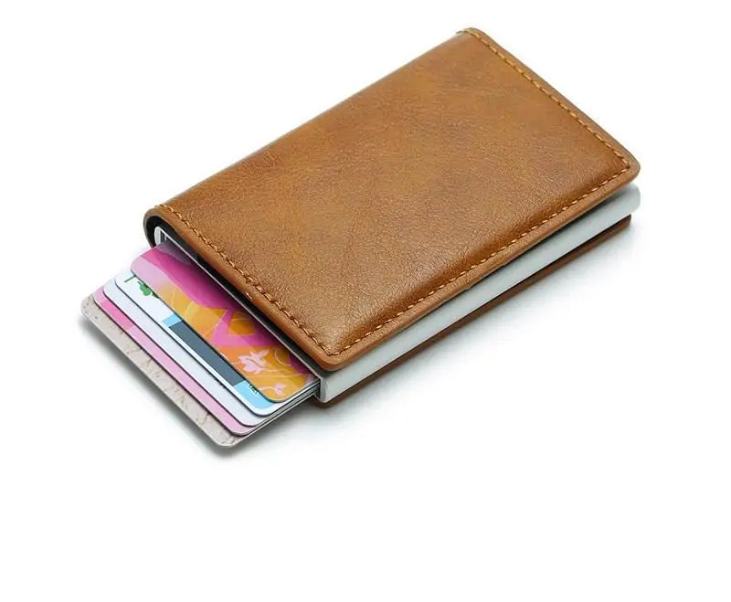 Slim RFID-blocking Card Holder Wallet by Krystina Trendify, designed to protect cards and personal information.