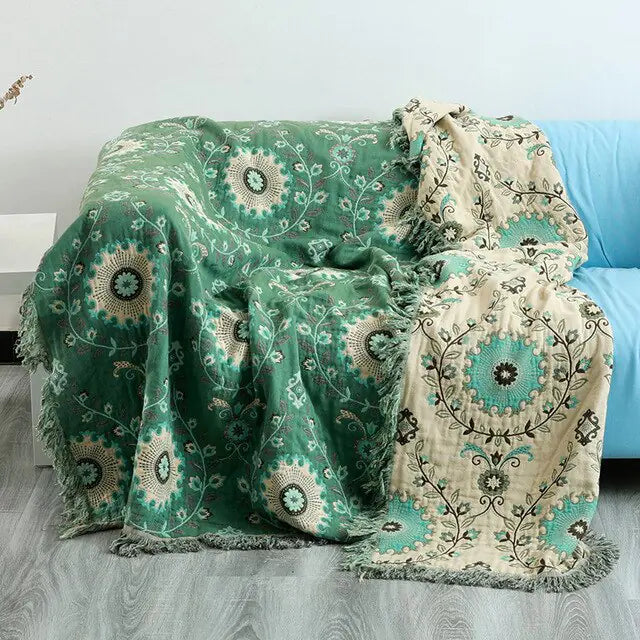 Cotton sofa throw blanket, soft and stylish for versatile home décor