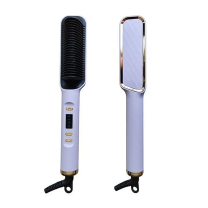 3-in-1 Straightening & Curly Iron Brush for sleek hair and voluminous curls