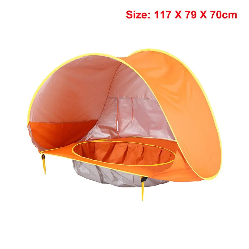 Pop-up beach tent by Krystina Trendify with UV shield and pool for kids