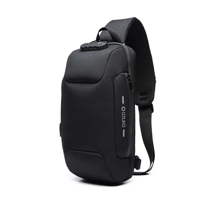 Multifunction anti-theft crossbody bag with hidden zippers, USB charging port, and sleek design.