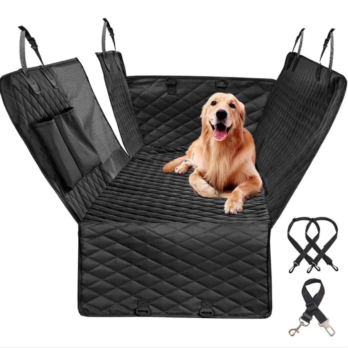 Waterproof pet rear seat cushion by Krystina Trendify with built-in travel toilet