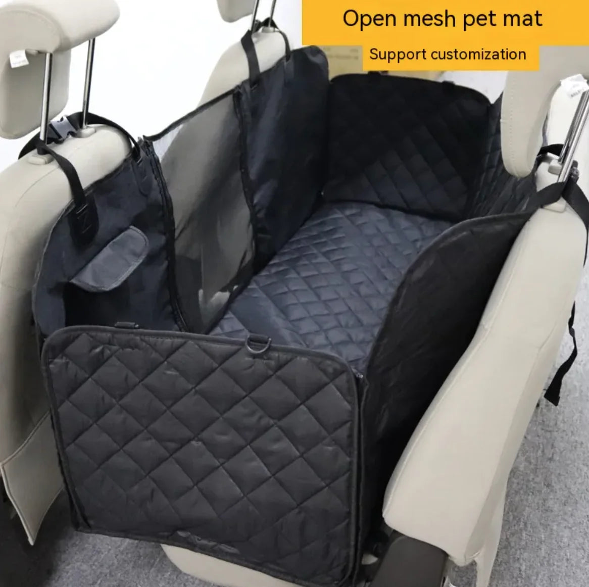 Waterproof pet rear seat cushion by Krystina Trendify with built-in travel toilet