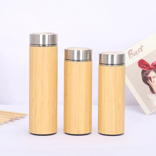 Stylish bamboo wooden thermos for eco-friendly, on-the-go hydration