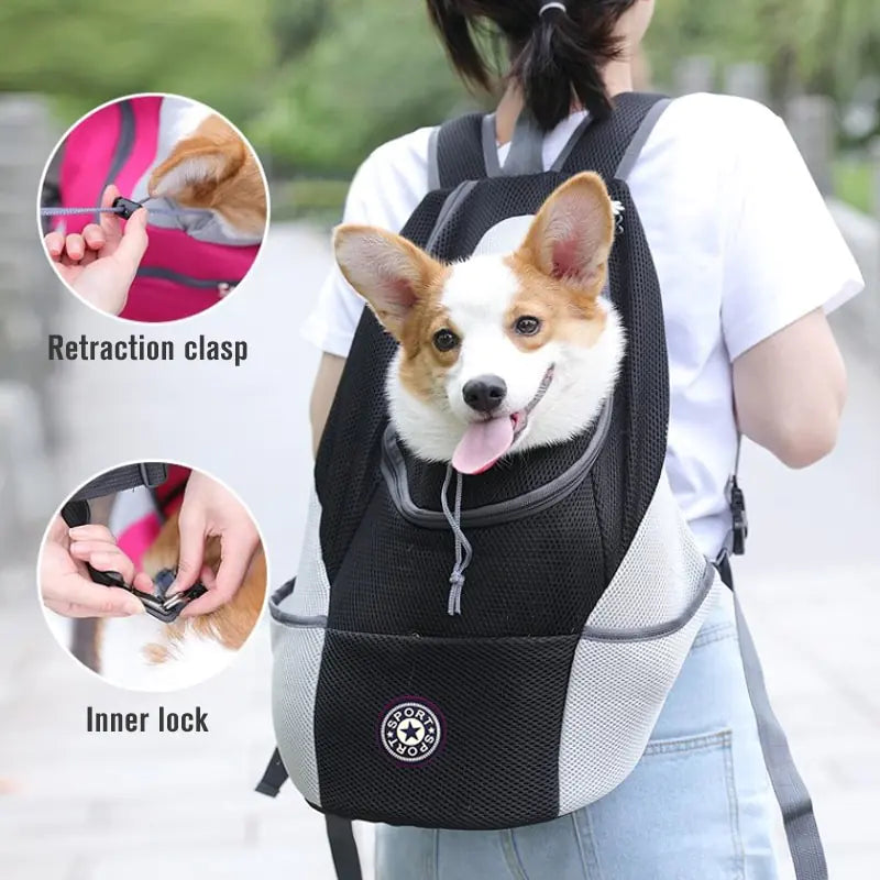 Pet travel carrier bag by Krystina Trendify with adjustable straps and spacious design