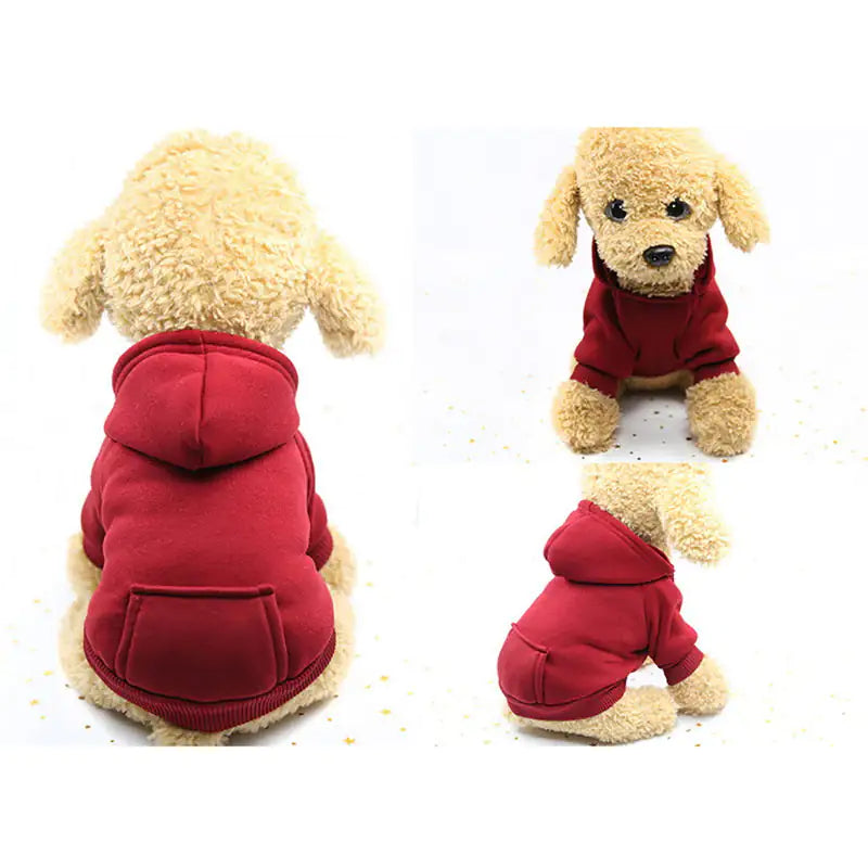 Soft fleece dog hoodie, warm pet sweatshirt, cozy hooded dog sweater.