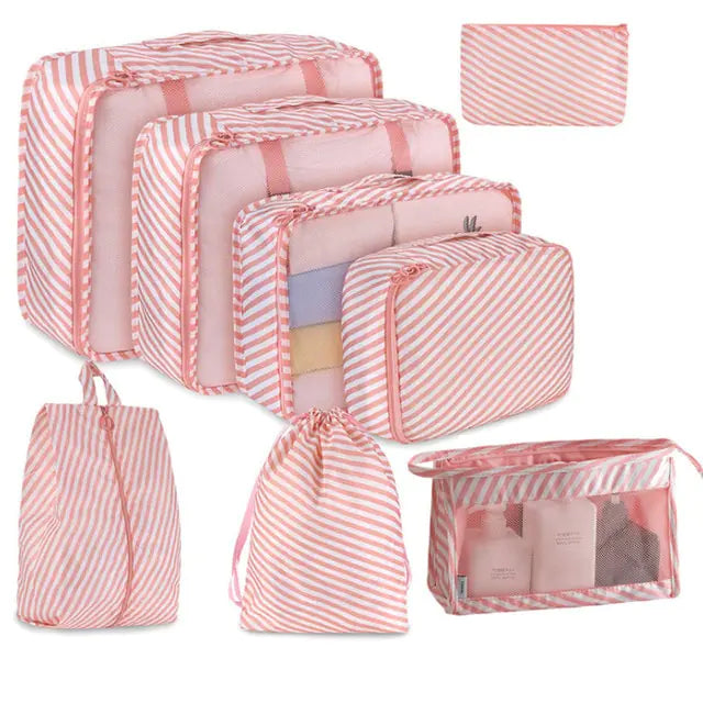 8-piece travel organizer set by Krystina Trendify for stress-free packing