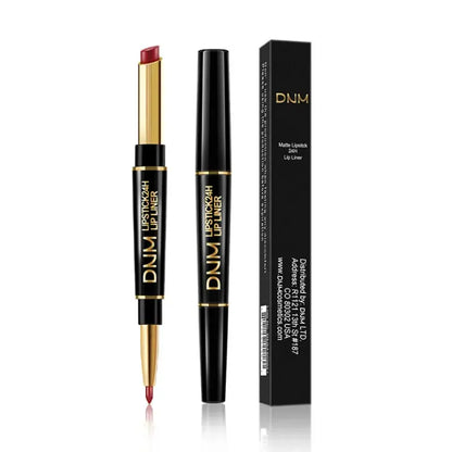 Double-Ended Matte Lipstick from DNM with waterproof, long-lasting color and lip liner for definition.
